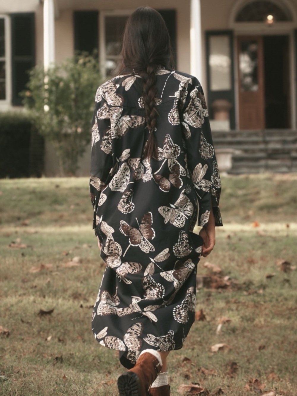 NWT Anthropologie Maeve The Soren Long-Sleeve Shirt Dress Butterfly print , 2X - Picture 3 of 16